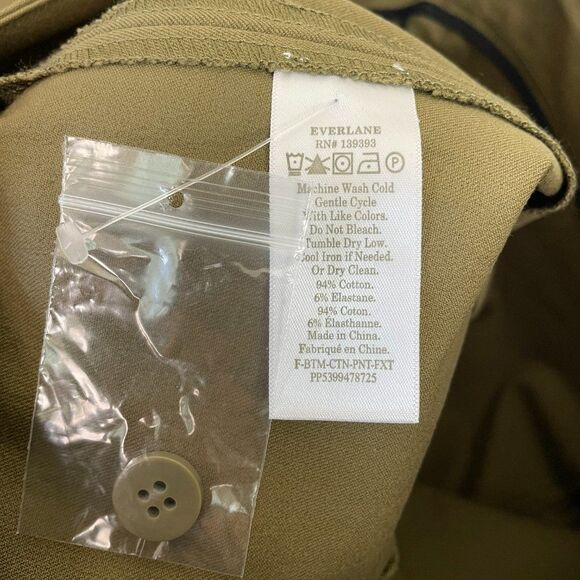 Everlane The Fixed Waist Stretch Cotton Work High Rise Pant Olive Green 10 - Picture 8 of 11